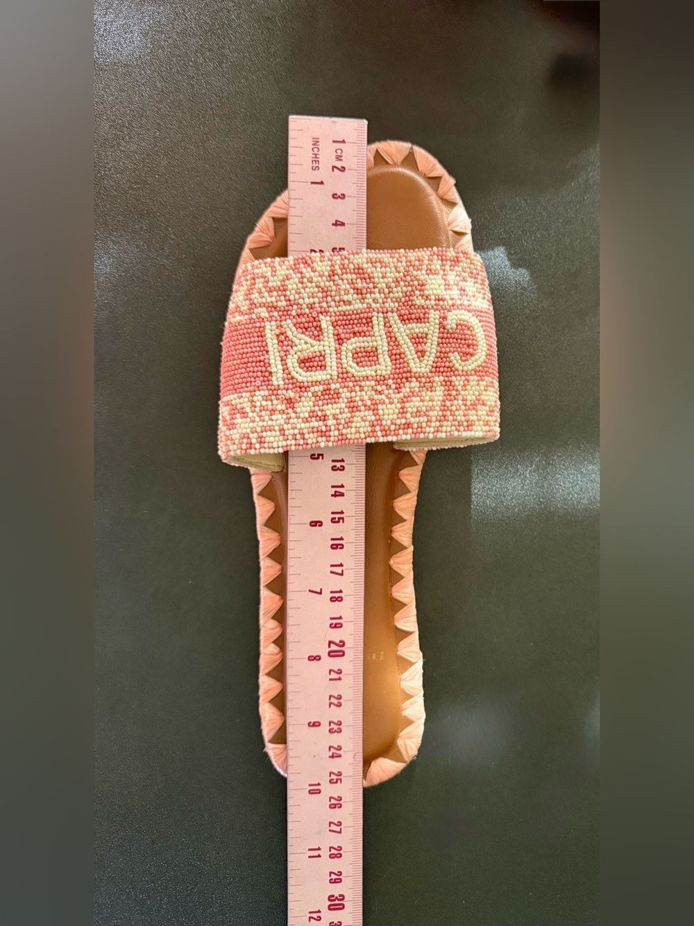 Beaded And Real Leather Slide Sandals - Pink/Tan - Picture 6 of 7